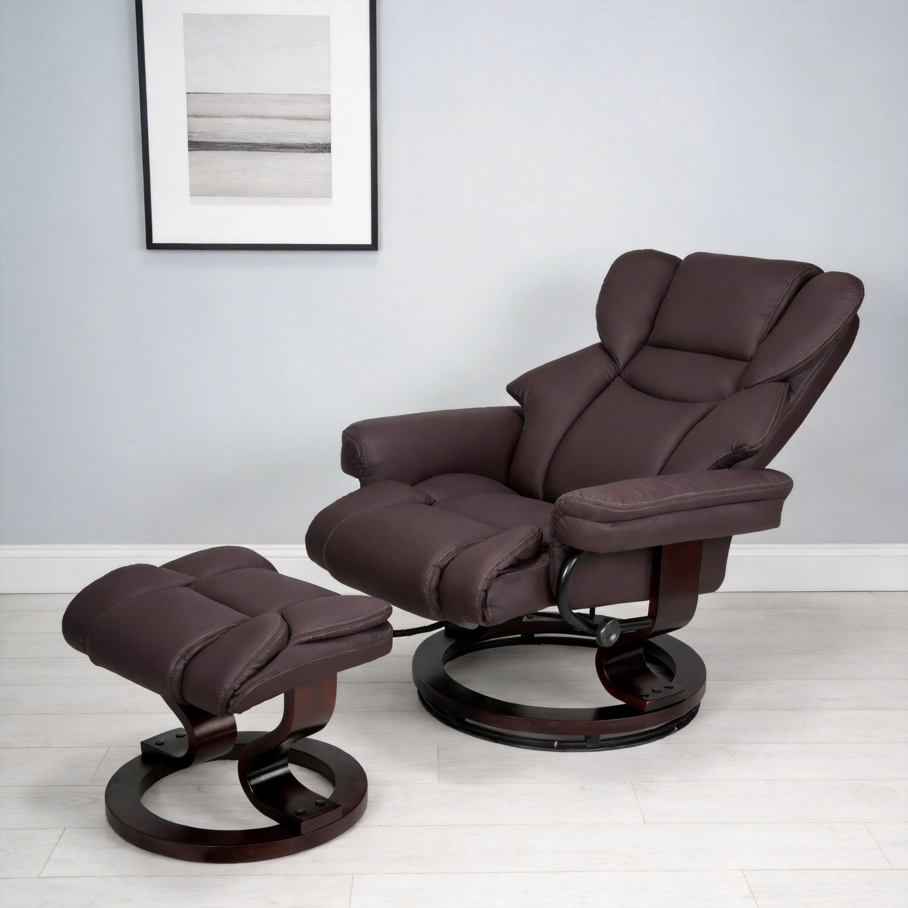 8-Point Massage Recliner with Ottoman, Heated Reclining Chair, Bent Wood Base detail image 26