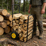 Rolling Steel Firewood Log Cart & Storage Rack for workshop, garage, storage, or utility use