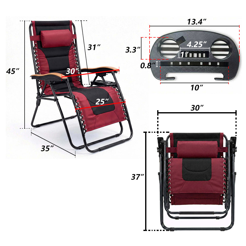 Oversized Padded Zero Gravity Chair with Cup Holder, 400 lb Capacity detail image 8