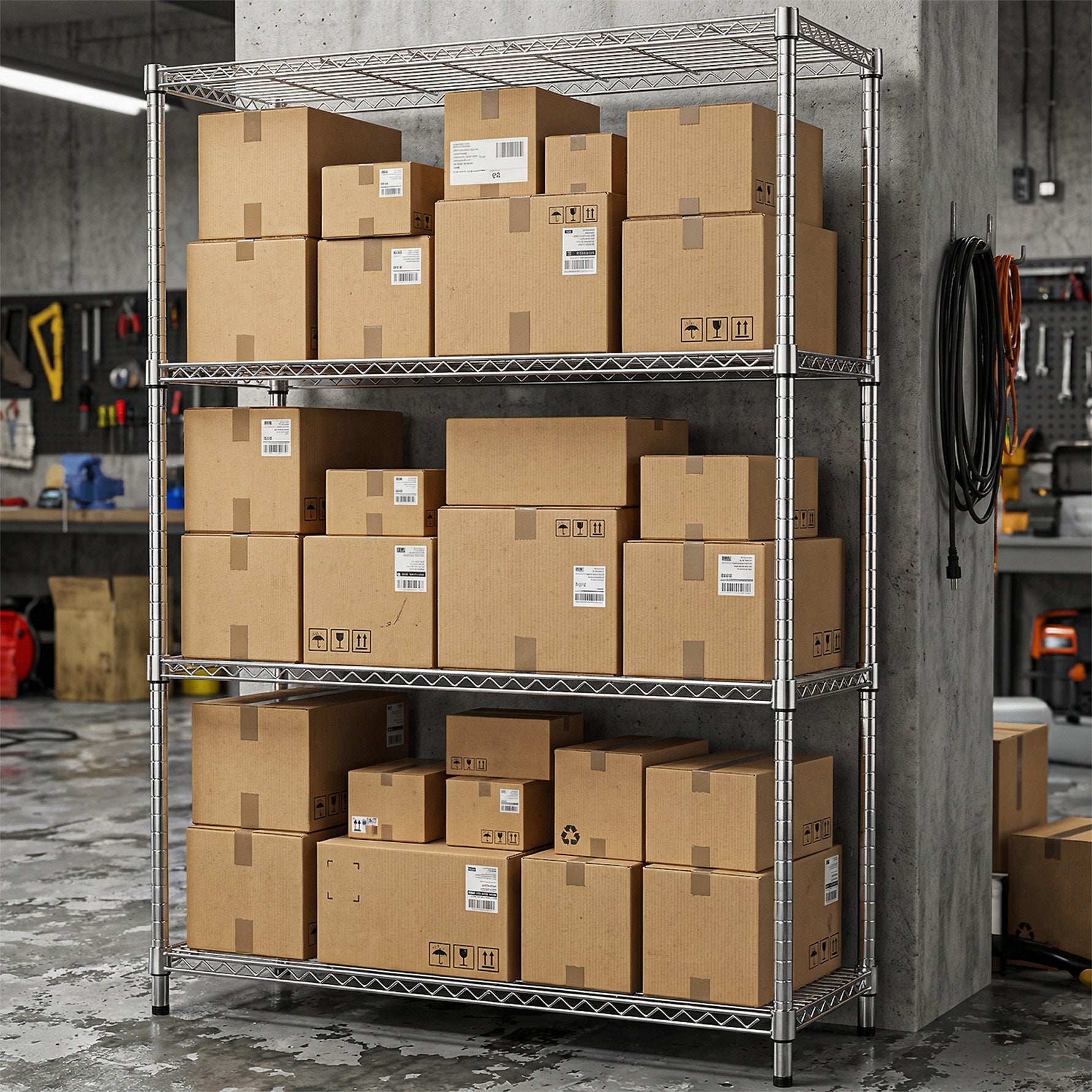 1400 lb 4-Shelf Storage Shelves for workshop, garage, storage, or utility use