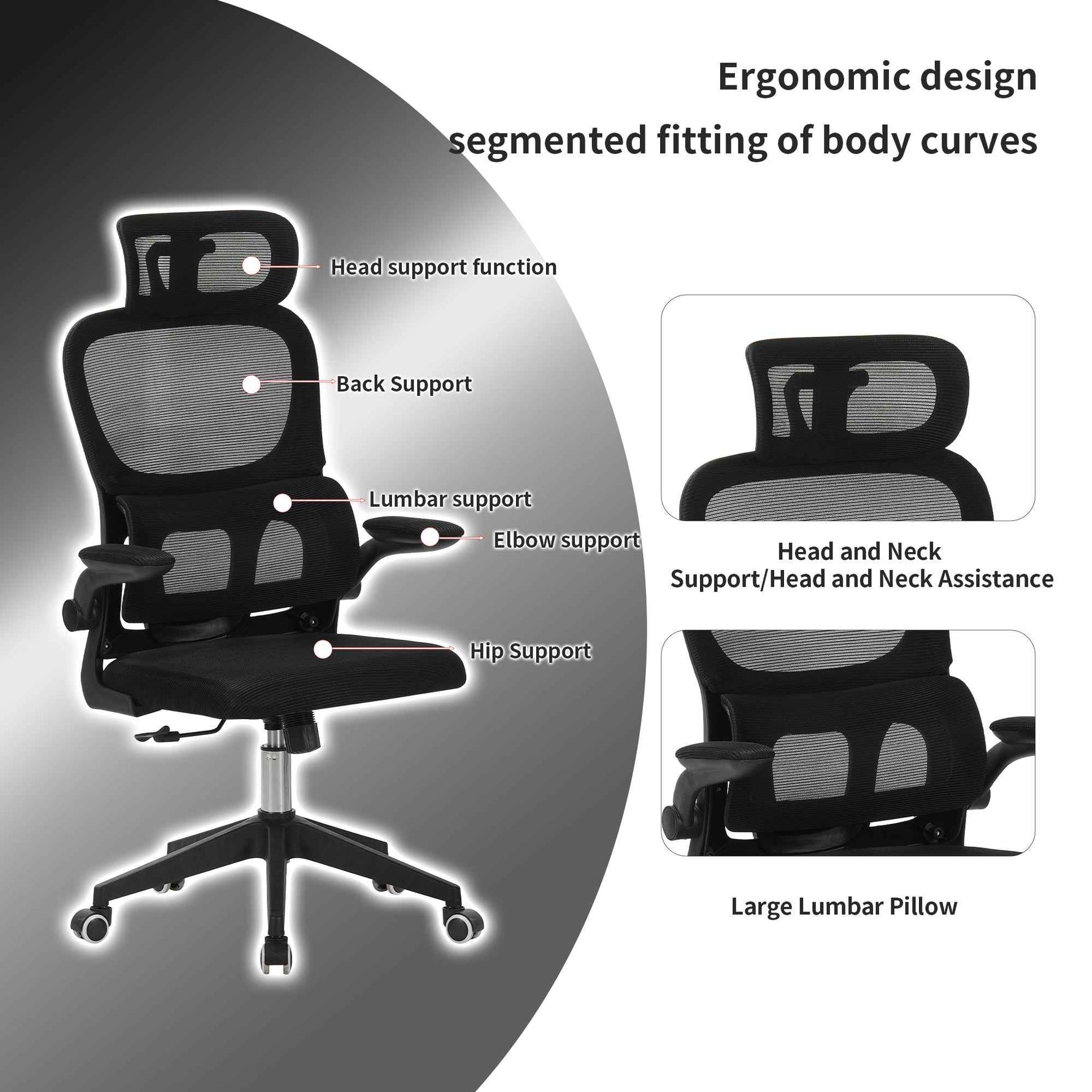 High Back Ergonomic Mesh Office Chair for home office seating