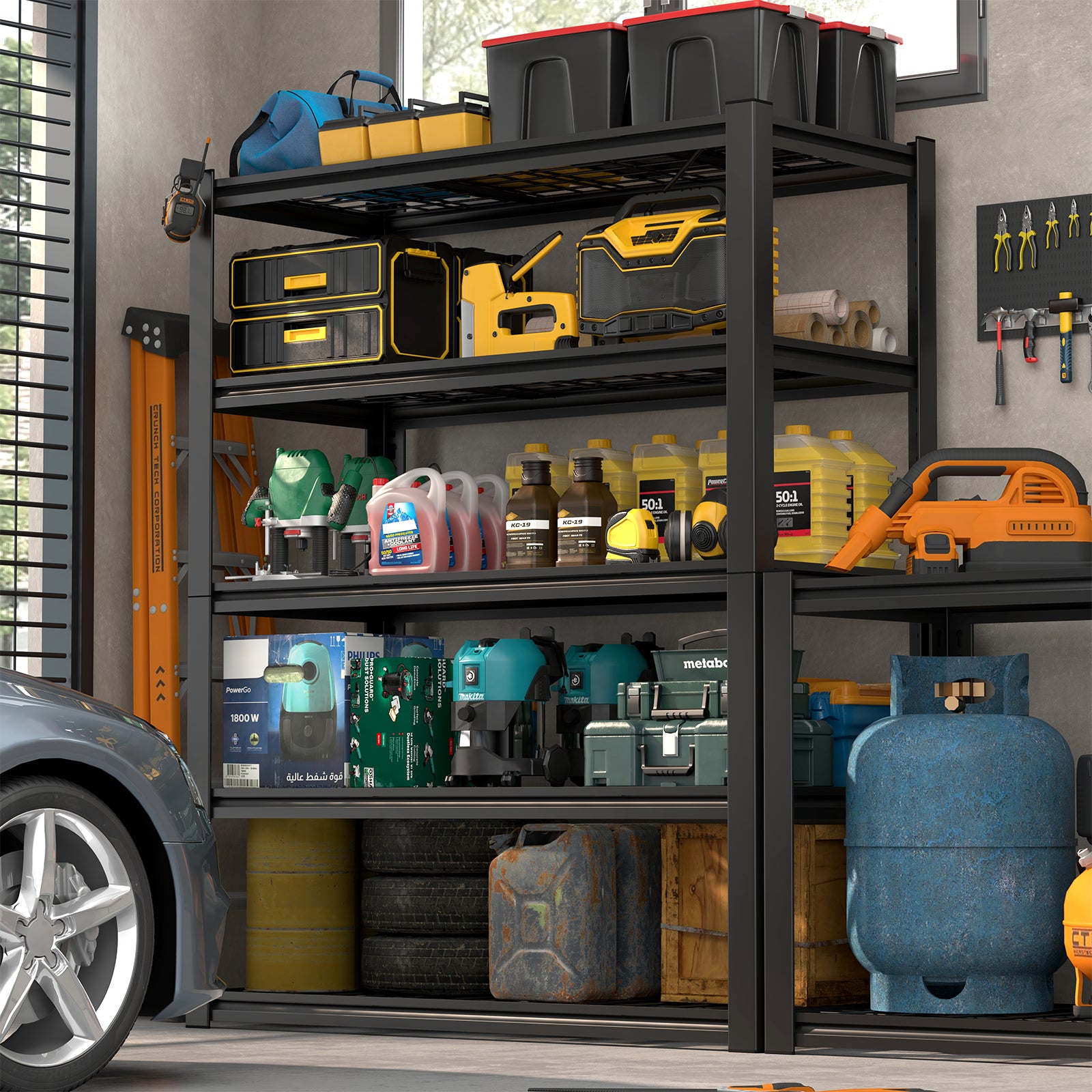 59" Heavy-Duty Metal Garage Storage Rack for workshop, garage, storage, or utility use