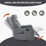 Faux Leather Heat & Massage Manual Rocker Swivel Recliner detail image 5