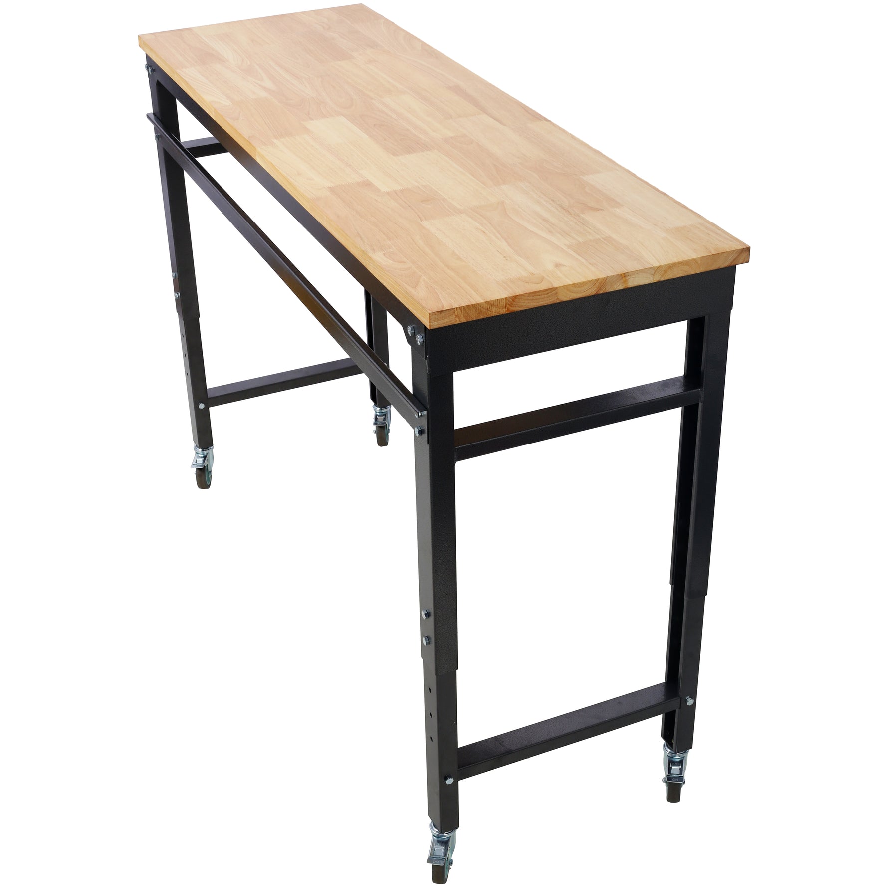 60" Rolling Adjustable Workbench, Black Hammertone workshop project bench