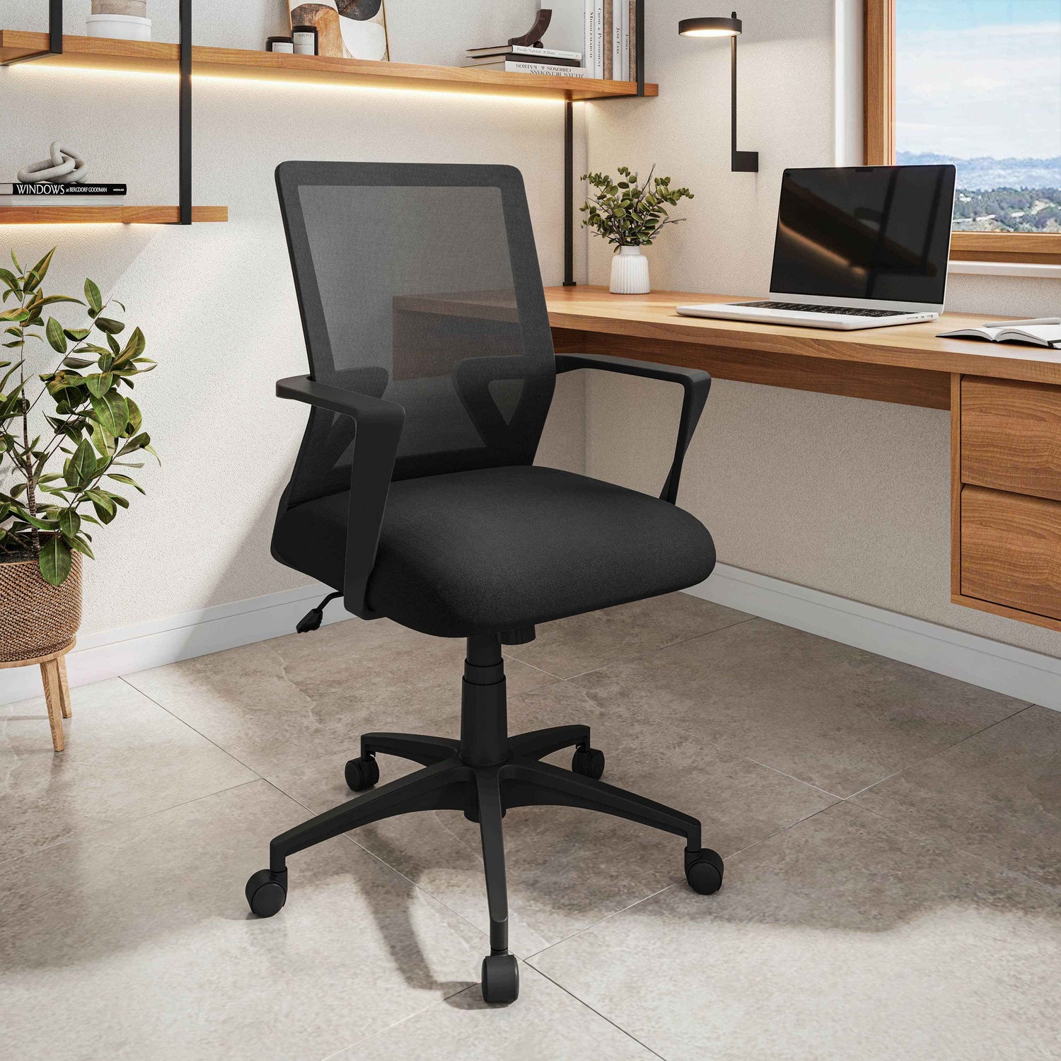 Techni Mobili Ergonomic Mesh Task Chair, Black for home office seating