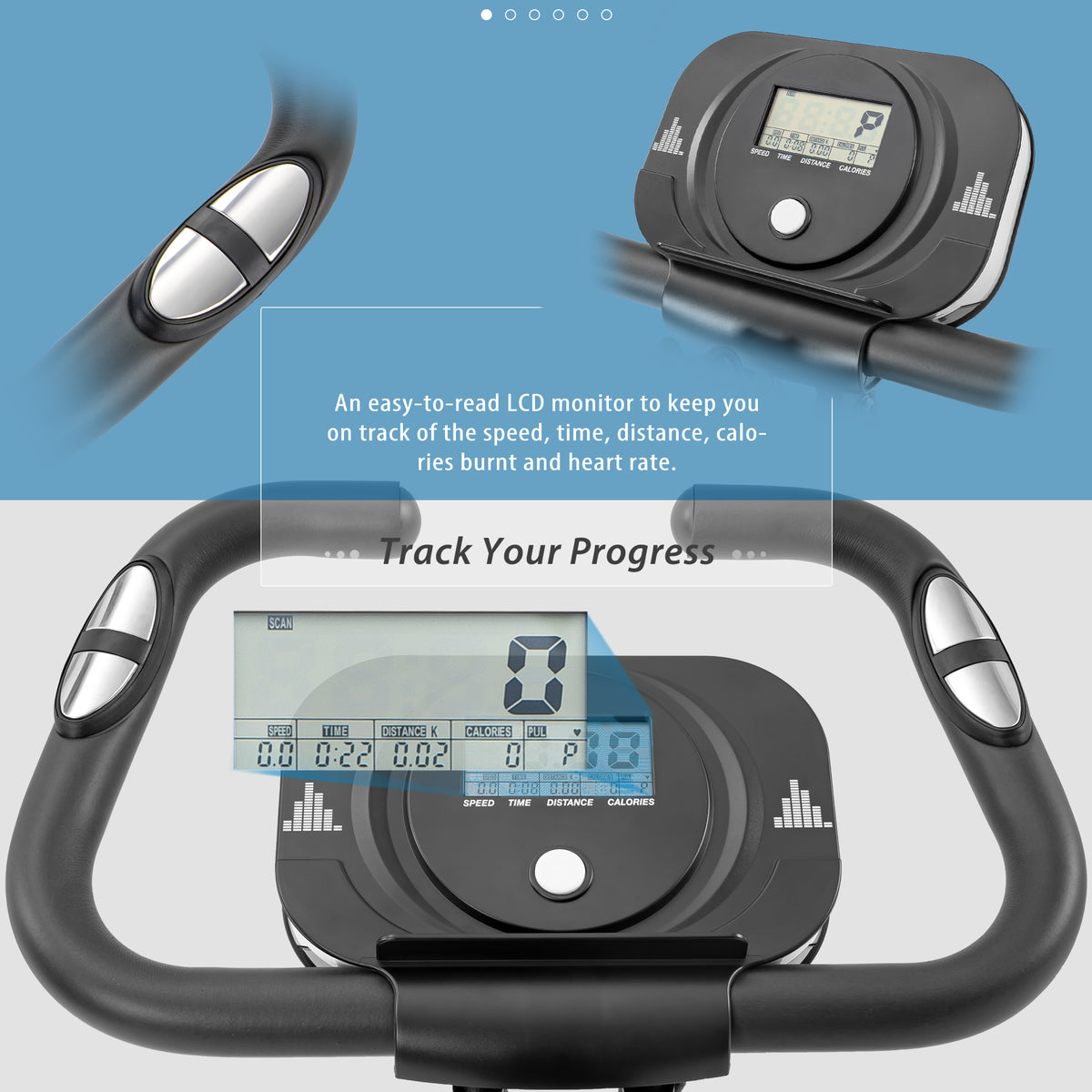 Folding Stationary Bike with 16-Level Magnetic Resistance, 300 lb Capacity detail image 62