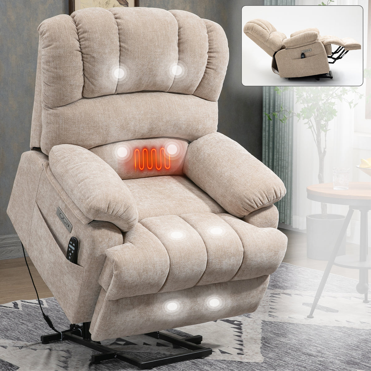 Chenille Power Lift Recliner detail image 19
