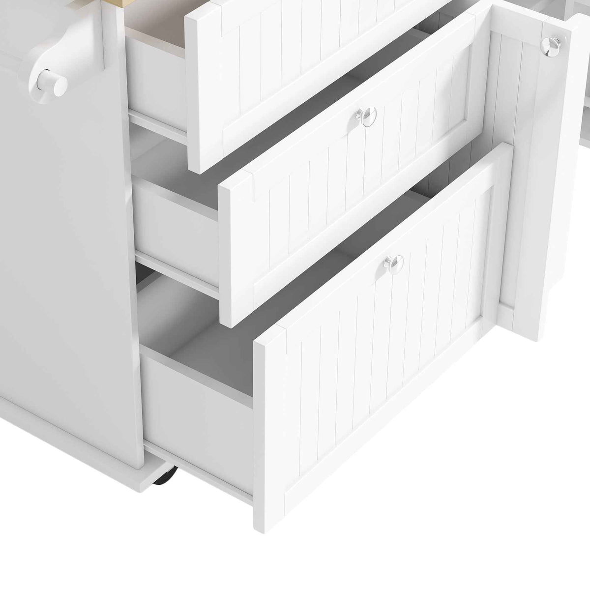Farmhouse Kitchen Island with Drop Leaf, Power Outlet & 2 Seats product view 36