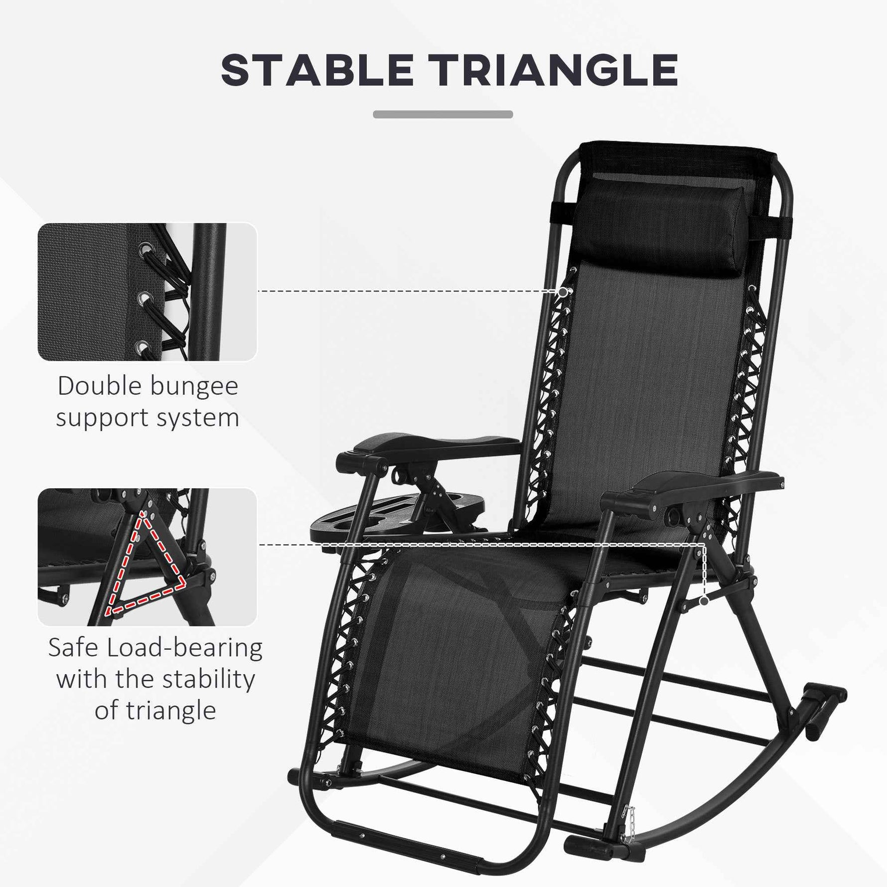 Outsunny Folding Zero Gravity Rocking Chair Set detail image 6