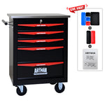 Rolling 5-Drawer Steel Tool Chest with Stainless Steel Top for workshop, garage, storage, or utility use