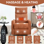 Heat Massage Manual Recliner Chair with Rocker and Swivel in Fabric for Living Room detail image 9