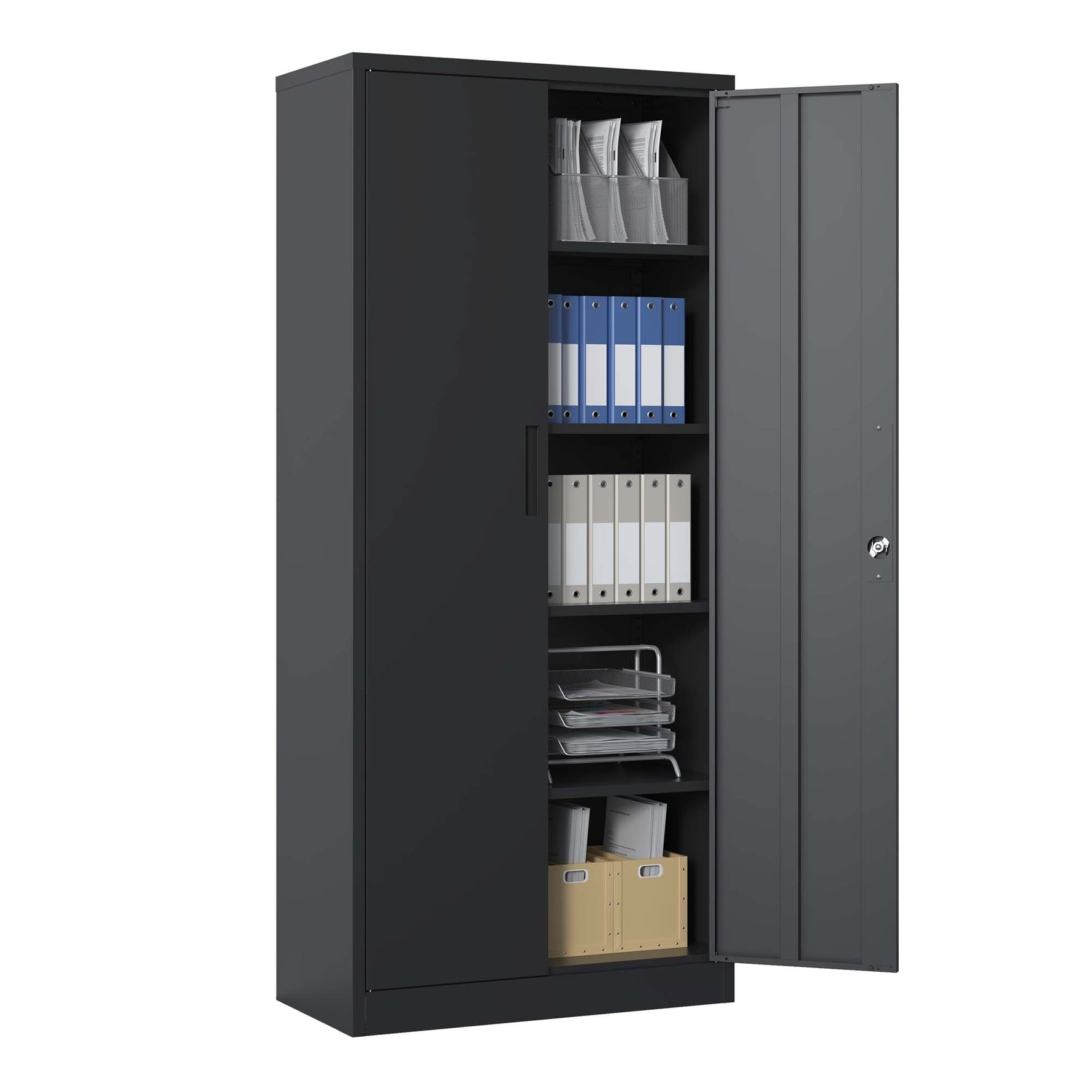 Locking Steel Garage Storage Cabinet with 4 Adjustable Shelves for workshop, garage, storage, or utility use