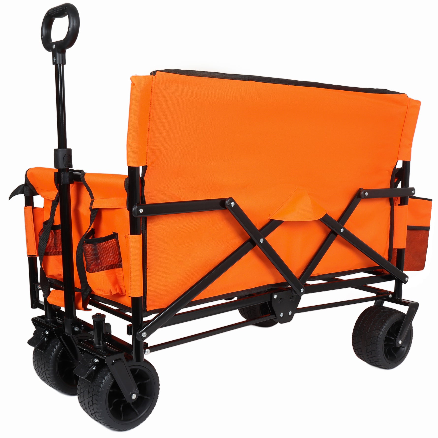 3-in-1 Folding Wagon Cart with Bench Seat & Storage for workshop, garage, storage, or utility use