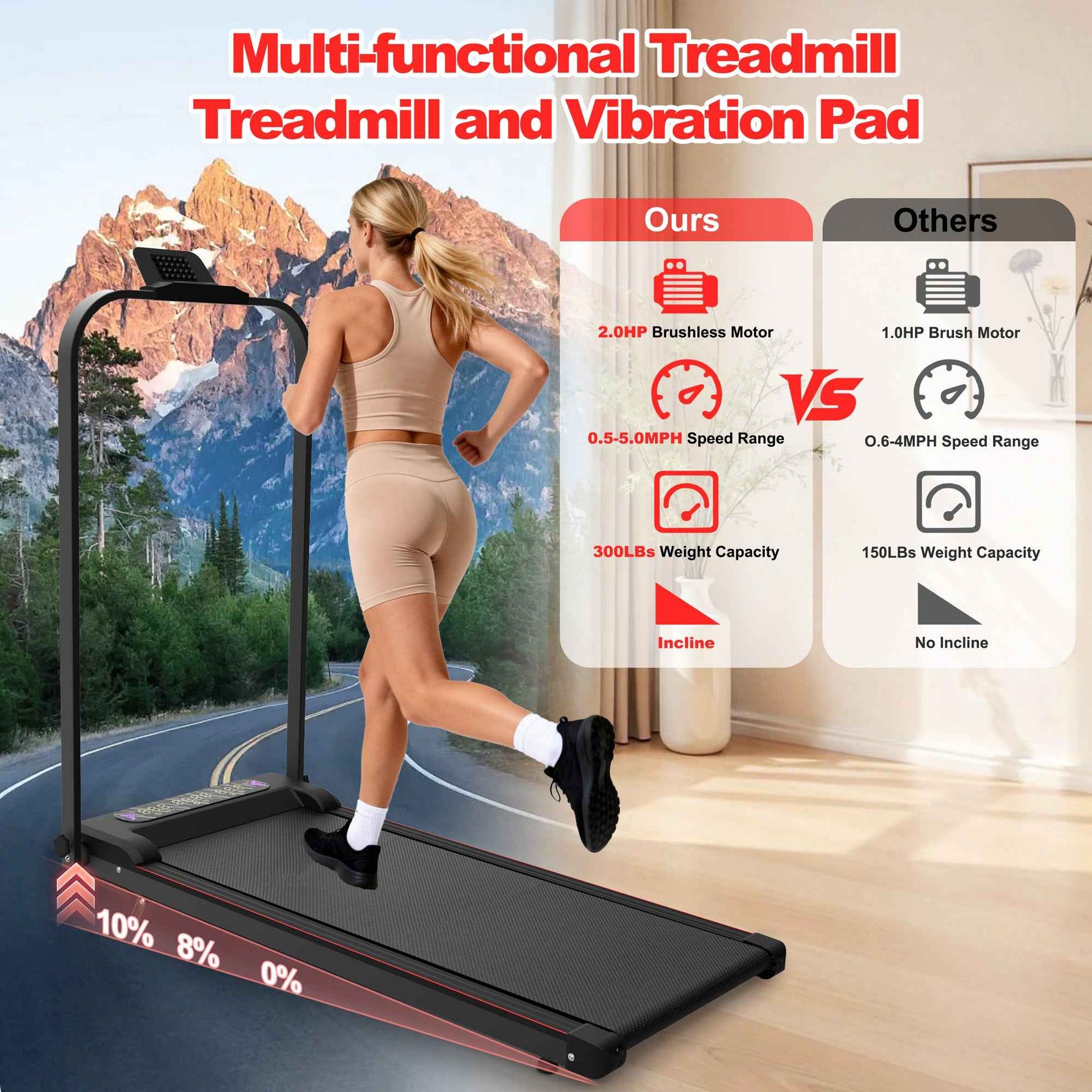 Foldable Under-Desk Walking Pad with Handlebar & Incline under-desk walking pad