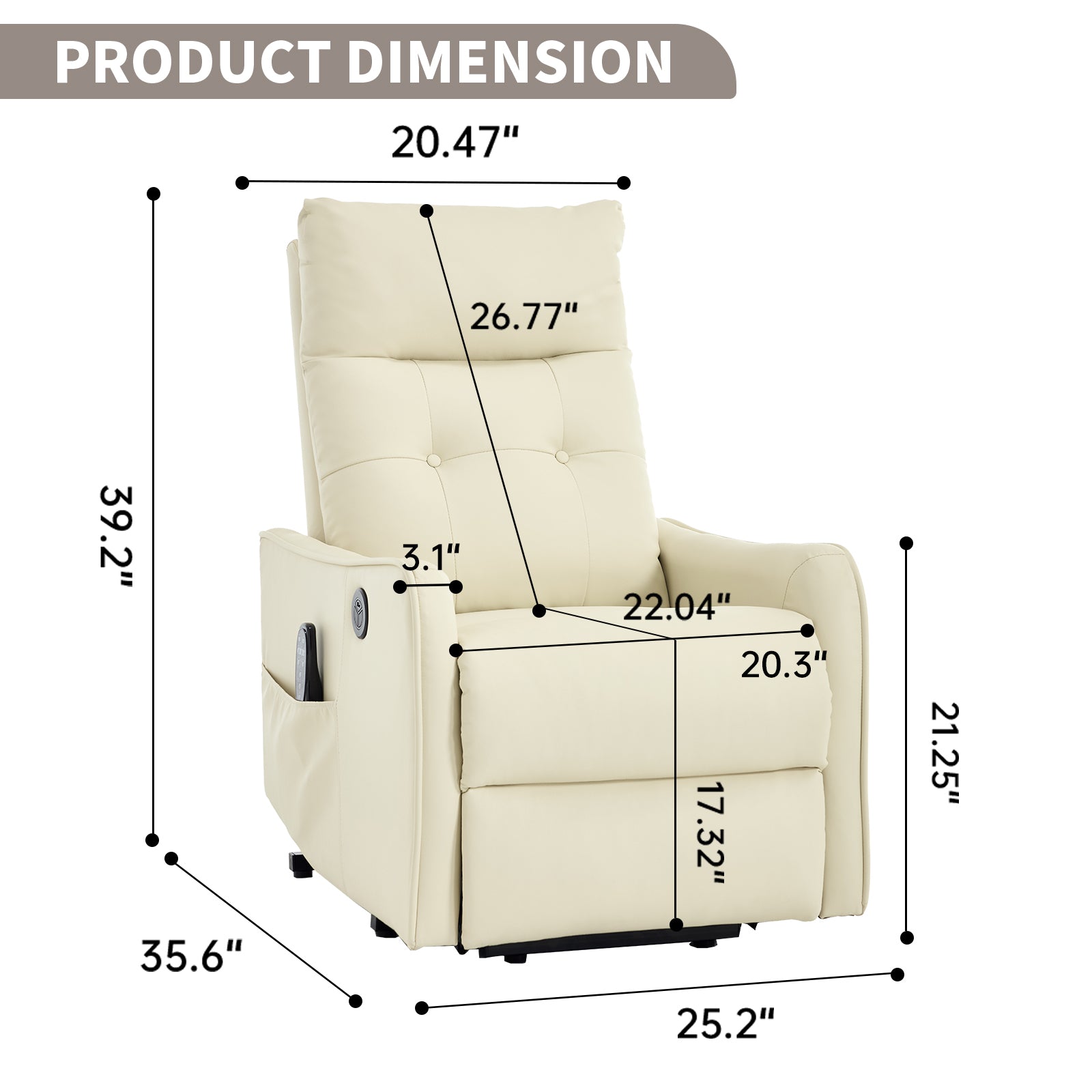 Single Motor Power Lift Recliner Chair with Massage & Heat detail image 69