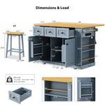 53 in. Farmhouse Kitchen Island with Power Outlet & Stools product view 68