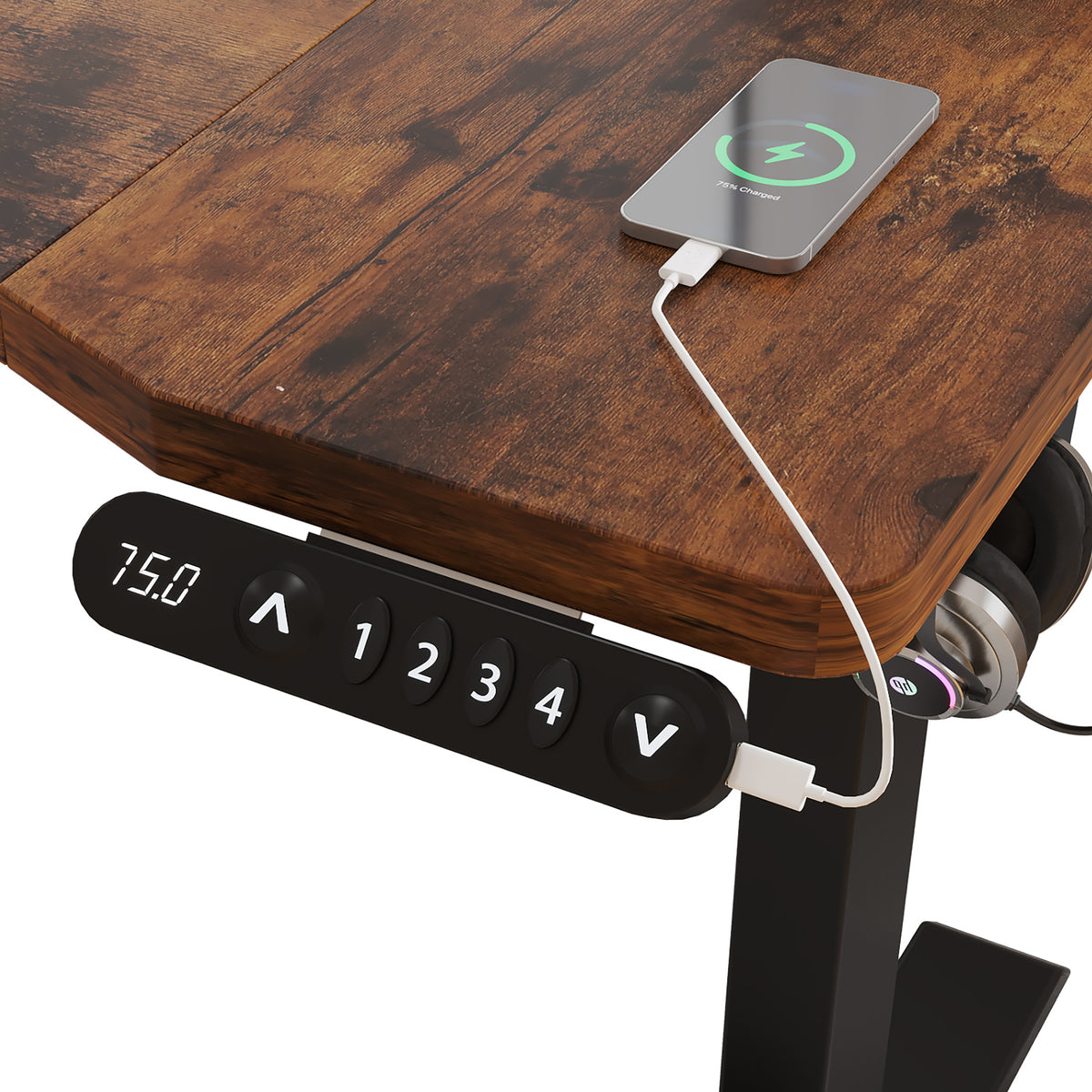 L-Shaped 59" Electric Standing Desk workspace desk setup