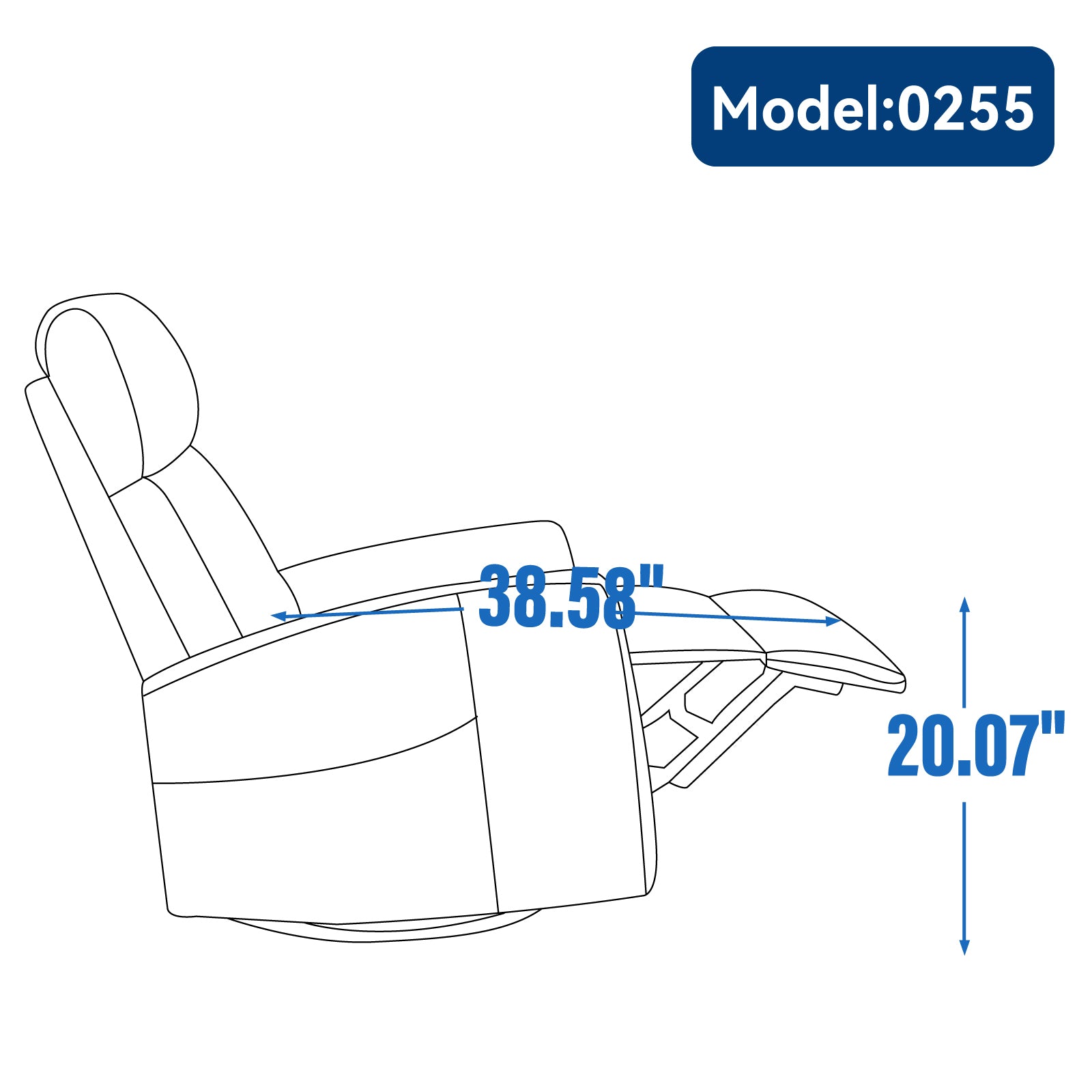 Heat Massage Manual Recliner Chair with Rocker and Swivel in Fabric for Living Room detail image 76