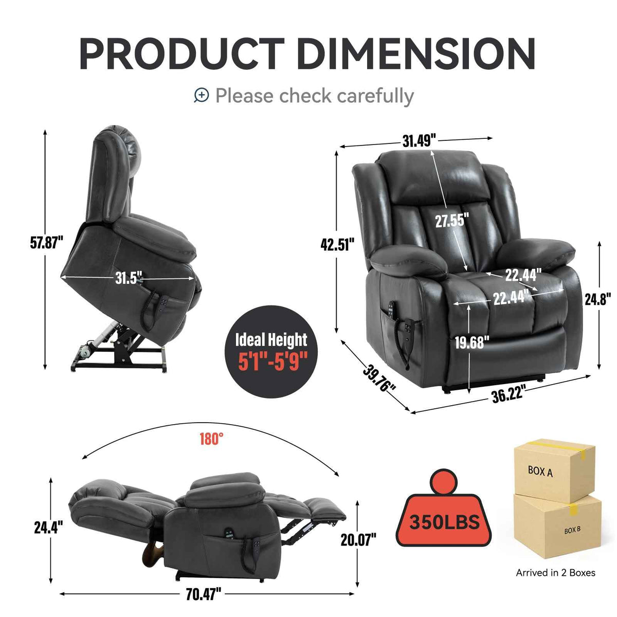 Dual-Motor Power Lift Heat & Massage Recliner detail image 42