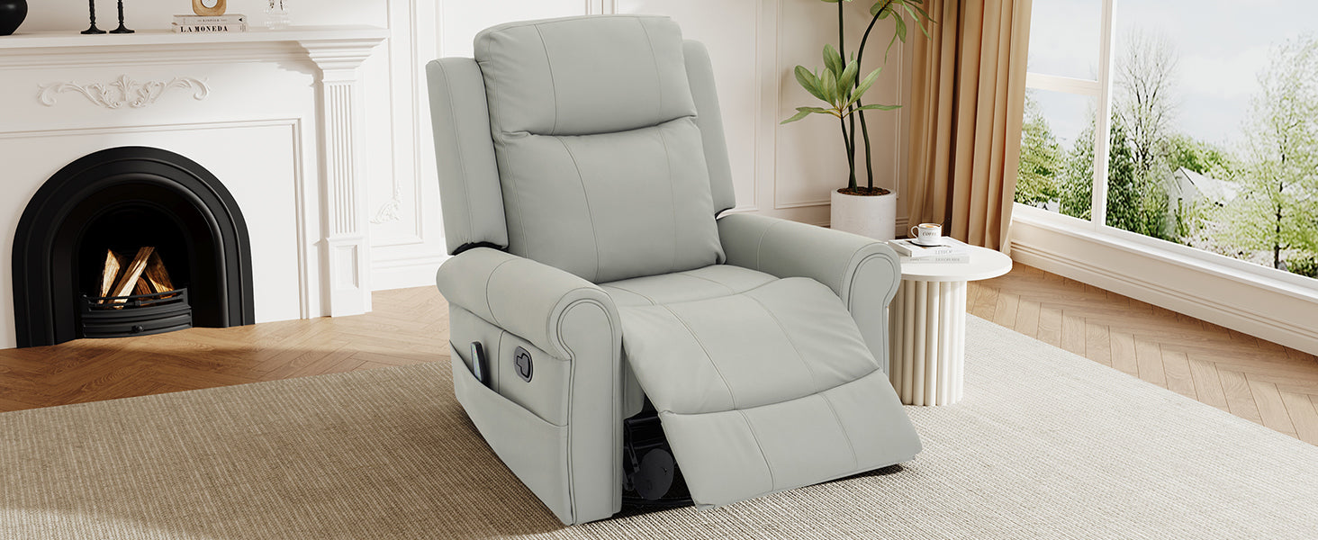 Modern PU Leather Manual Recliner Chair with 270° Swivel, Massage detail image 39