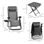 Outsunny Zero Gravity Chair Set with Side Table and Cup Holder detail image 17