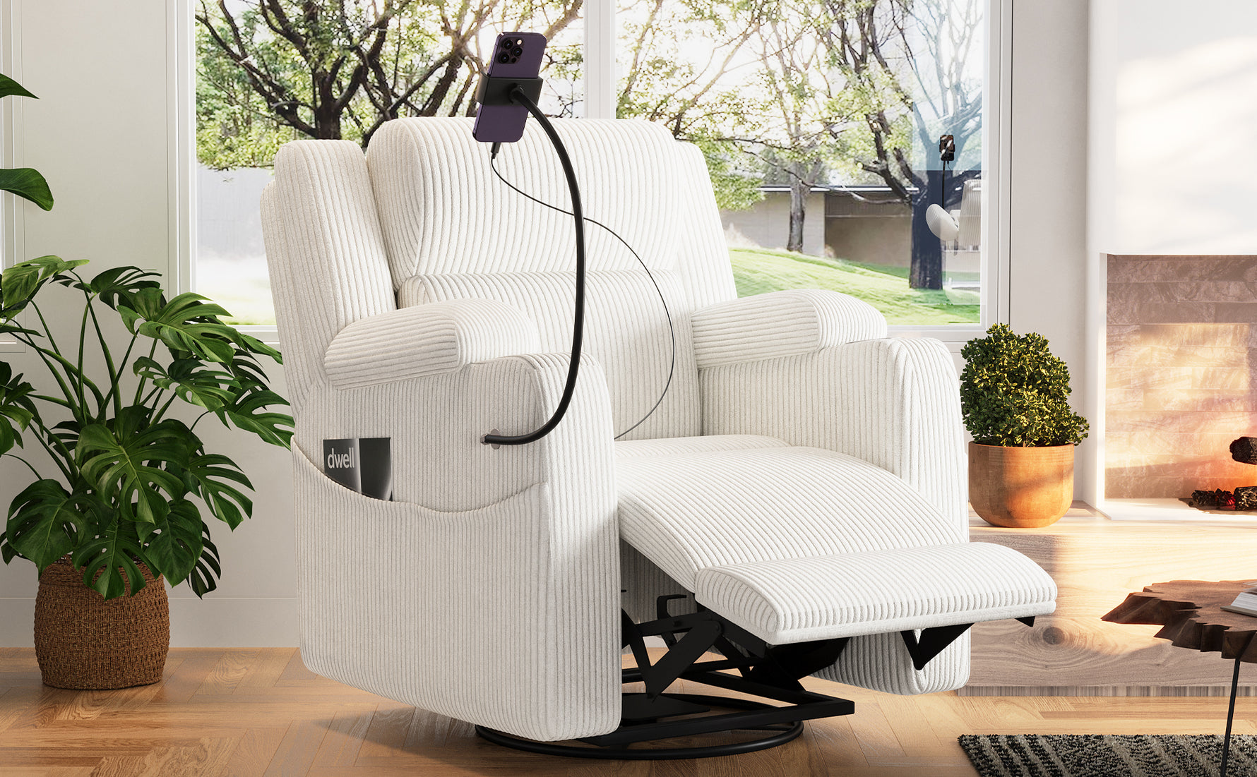 Electric Power Recliner Chair with Heat and Massage, 270° Swivel detail image 24