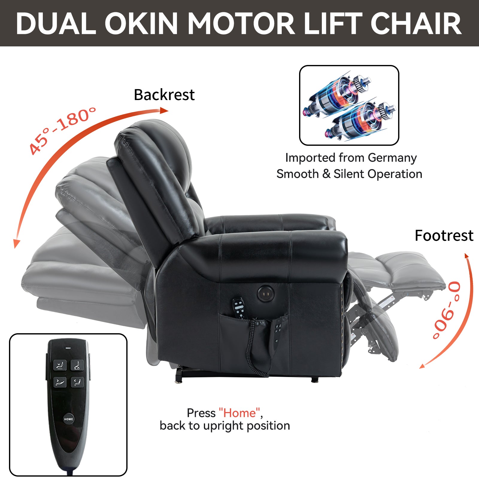 Dual-Motor Power Lift Heat & Massage Recliner detail image 32