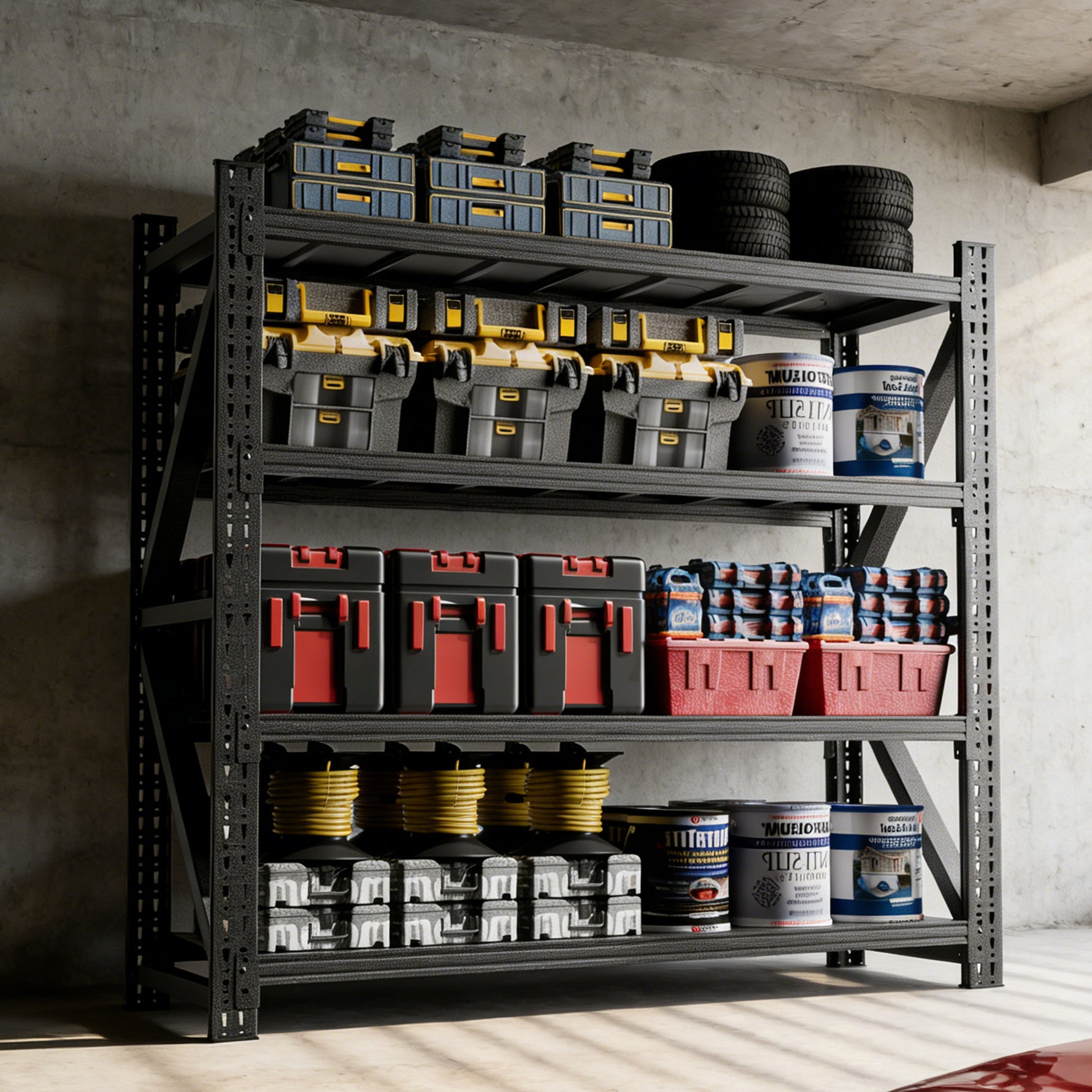 Heavy Duty Metal Adjustable Garage Shelving Unit, 4000lb Capacity Industrial Storage Rack for workshop, garage, storage, or utility use