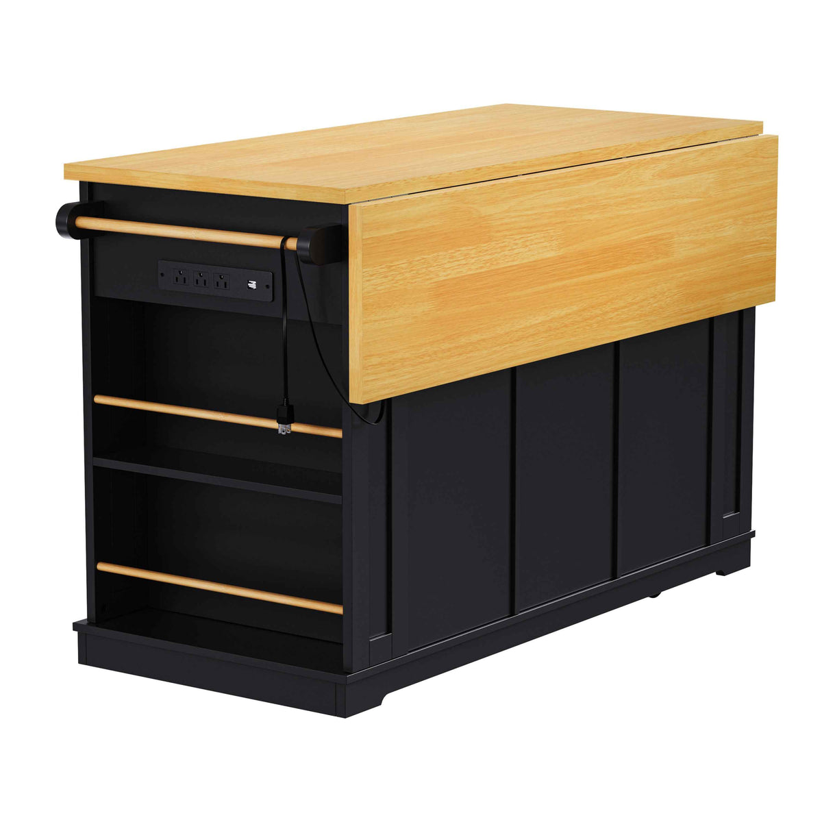 53 in. Farmhouse Kitchen Island with Power Outlet & Stools product view 134