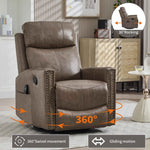 Genuine Leather Heat Massage Manual Recliner Chair with Rocker and Swivel for Living Room detail image 76