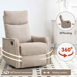 Heat Massage Manual Recliner Chair with Rocker and Swivel in Fabric for Living Room detail image 61