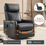 Faux Leather Heat Massage Manual Recliner Chair with Rocker and Swivel for Living Room detail image 4