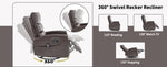 Heat Massage Manual Recliner Chair with Rocker and Swivel in Fabric for Living Room detail image 21