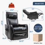 Faux Leather Heat Massage Manual Recliner Chair with Rocker and Swivel for Living Room detail image 2