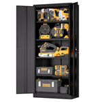 Locking Steel Garage Storage Cabinet with 4 Adjustable Shelves for workshop, garage, storage, or utility use