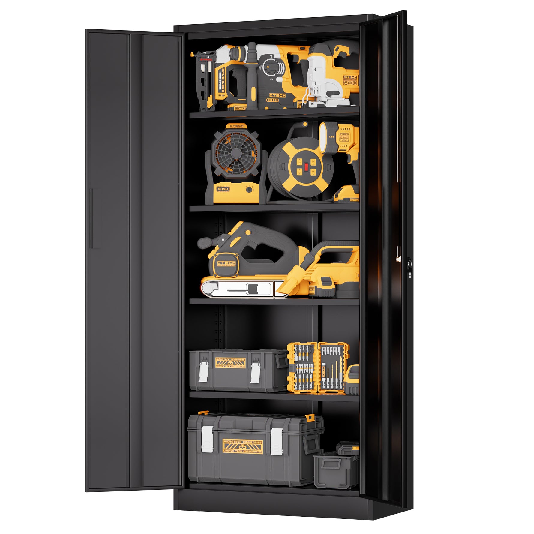 Locking Steel Garage Storage Cabinet with 4 Adjustable Shelves for workshop, garage, storage, or utility use
