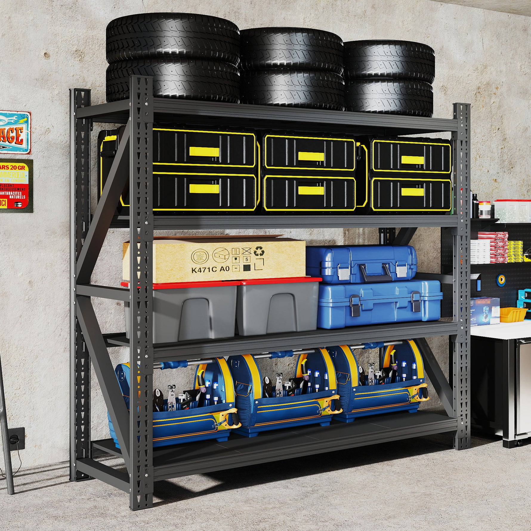 Heavy-Duty Adjustable Garage Shelving for Warehouse Storage for workshop, garage, storage, or utility use