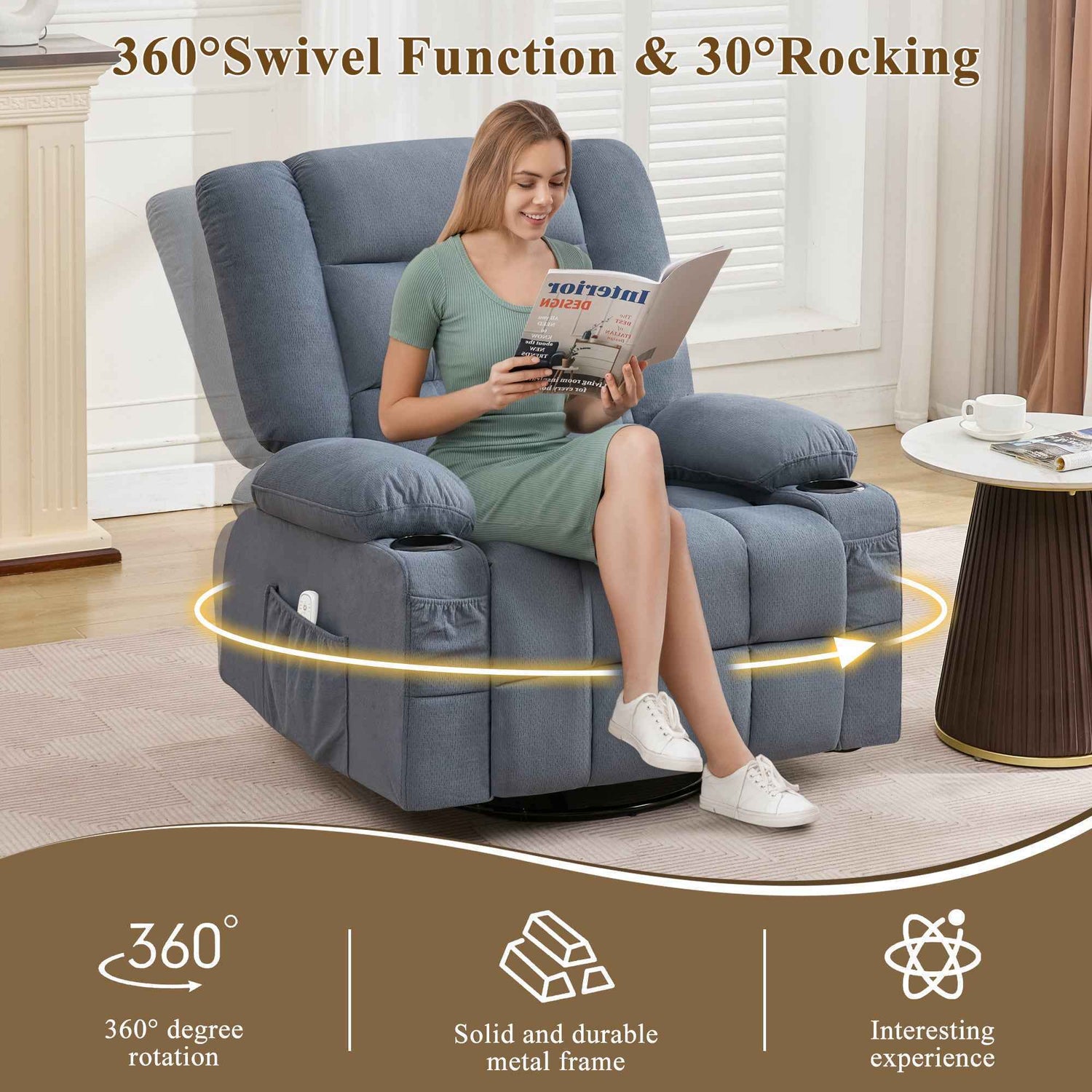 Kneading Massage Rocker Recliner with 4-Point 3D Kneading detail image 2
