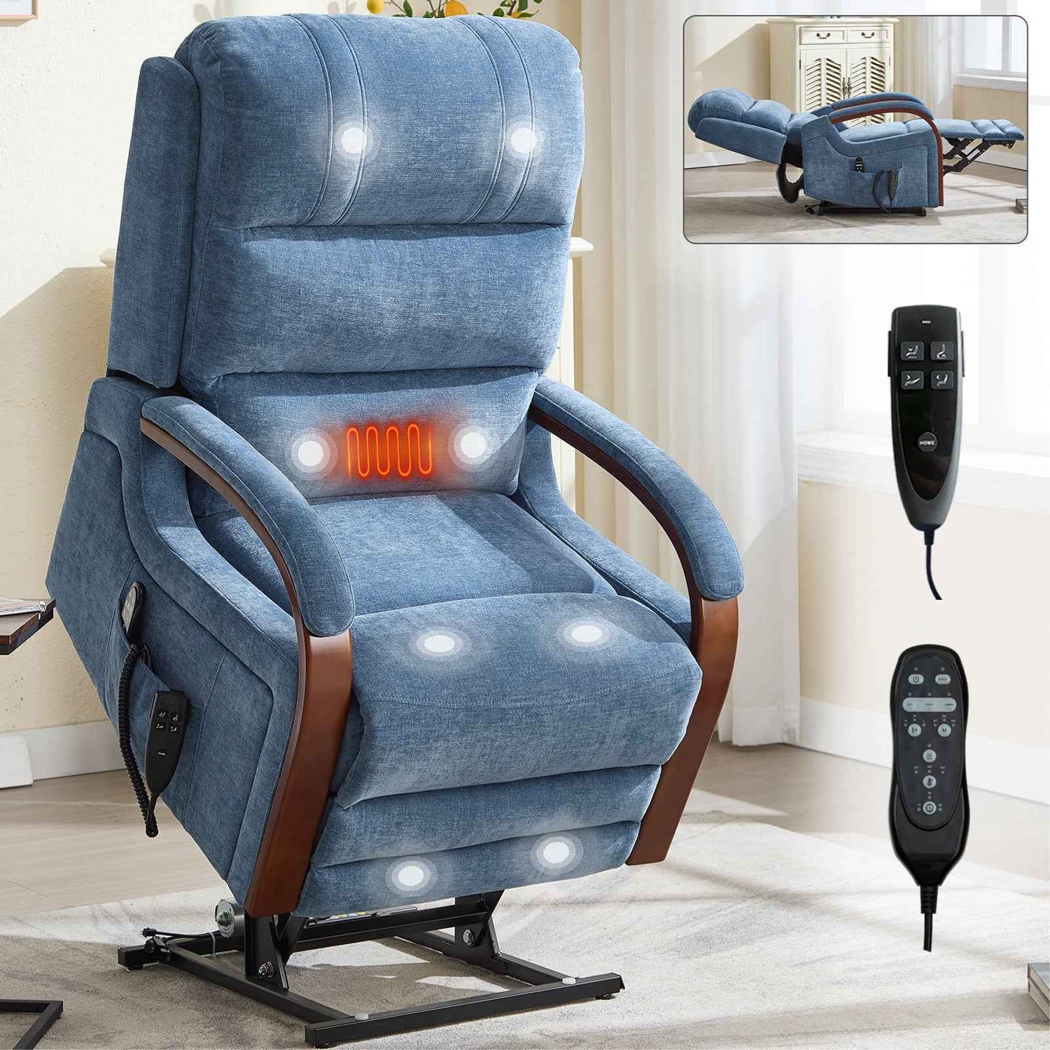 Power Chenille Lift Recliner Chair Dual Motor Infinite Position Up to 350 Pounds product image