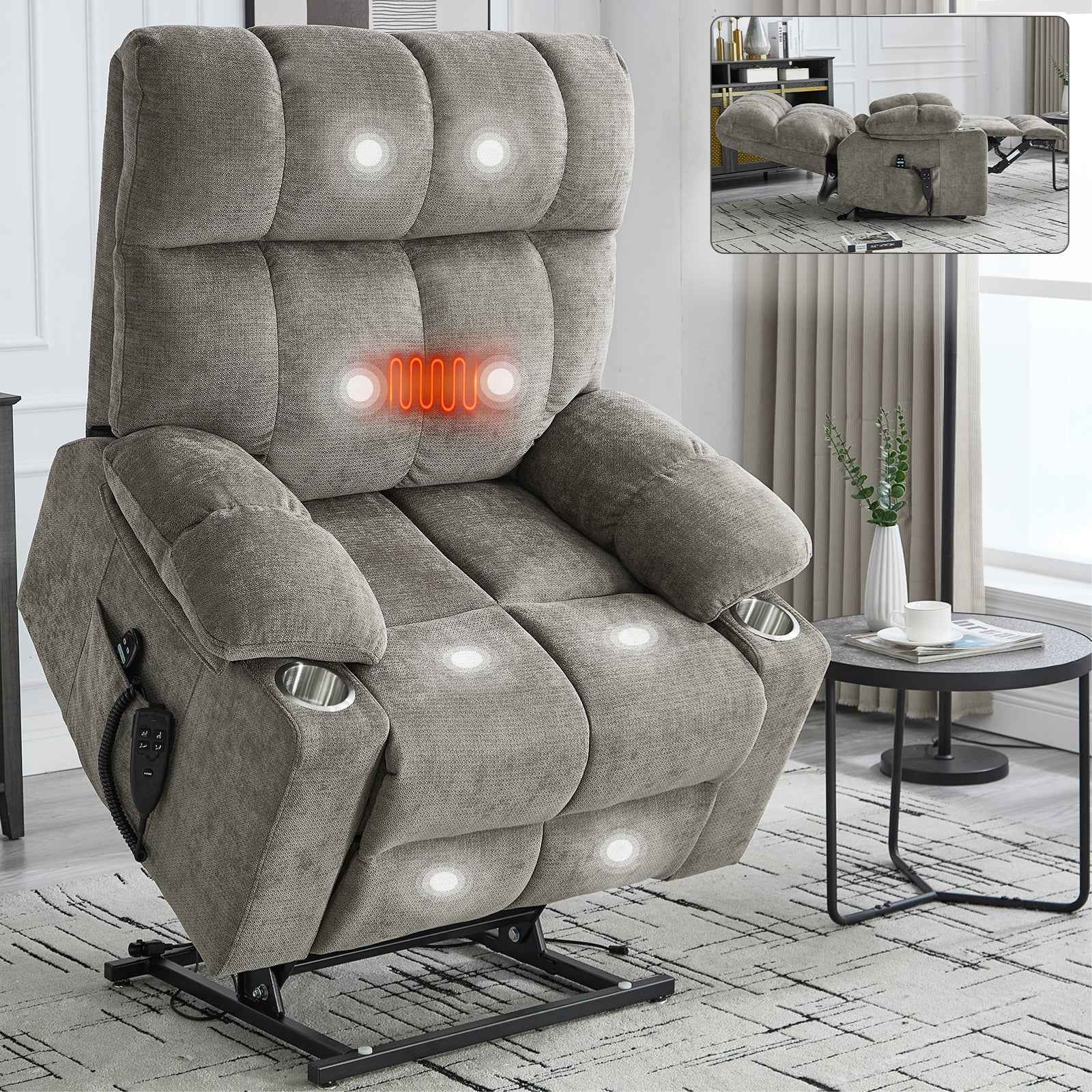 Chenille Dual-Motor Power Lift Recliner, 350 lb Capacity detail image 41