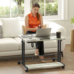 HOMCOM Height Adjustable Standing Desk with Power Outlets workspace desk setup