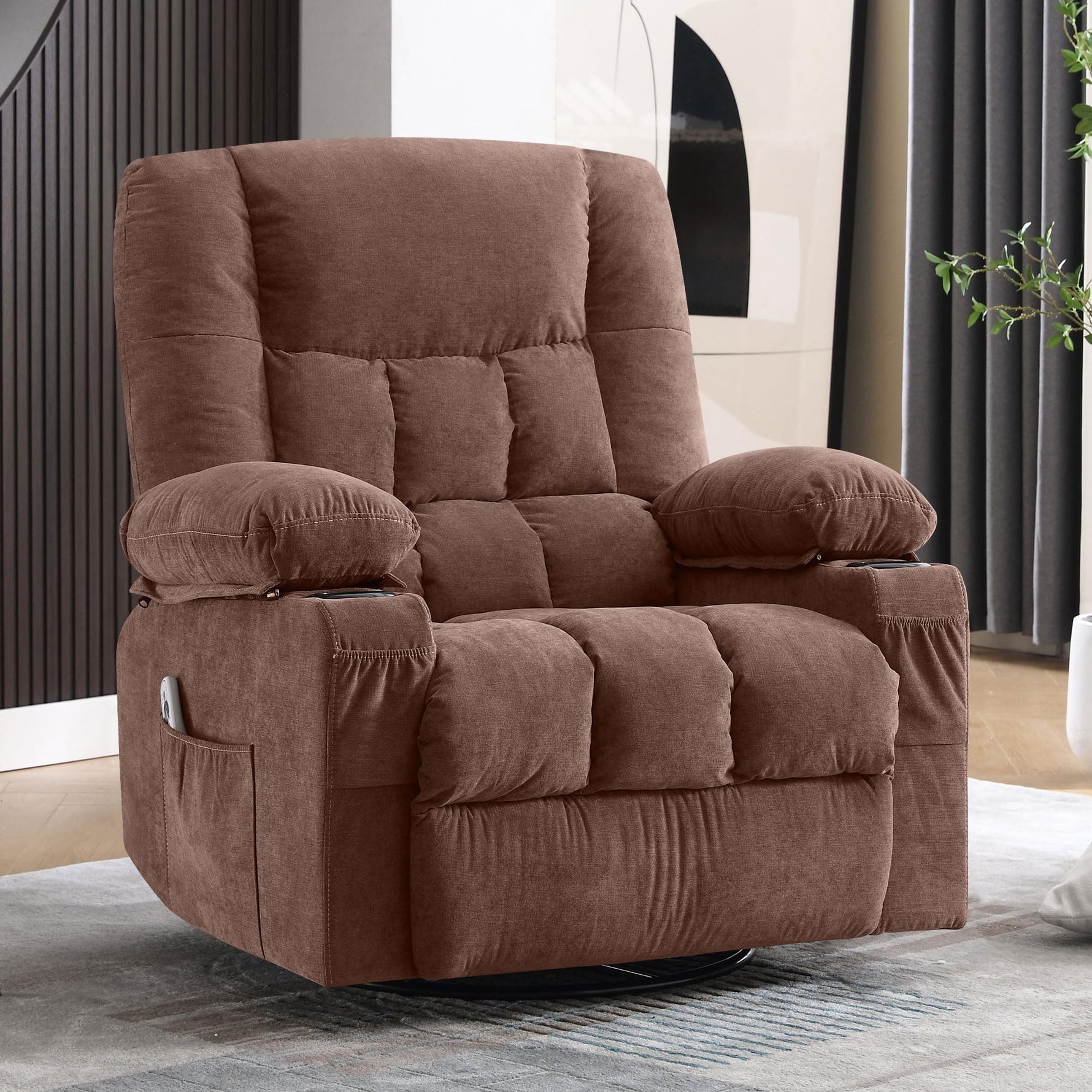 Massage Swivel Rocker Recliner with Vibration, Heat & Ergonomic Lounge Support detail image 27