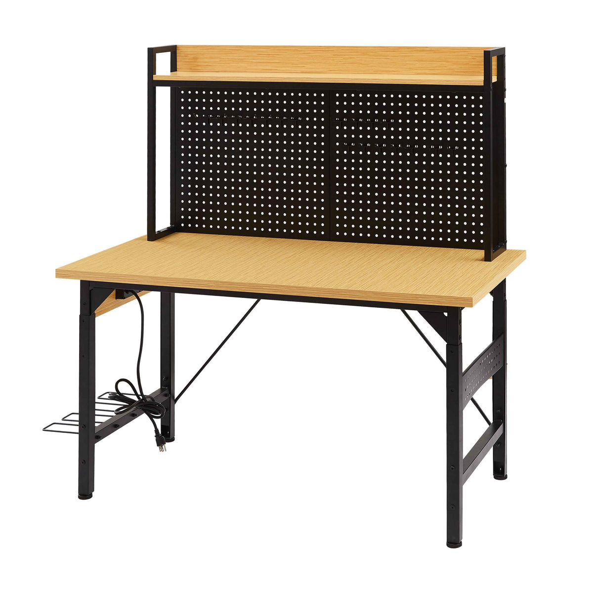 Heavy-Duty Adjustable Workbench with Pegboard & Wheels workshop project bench
