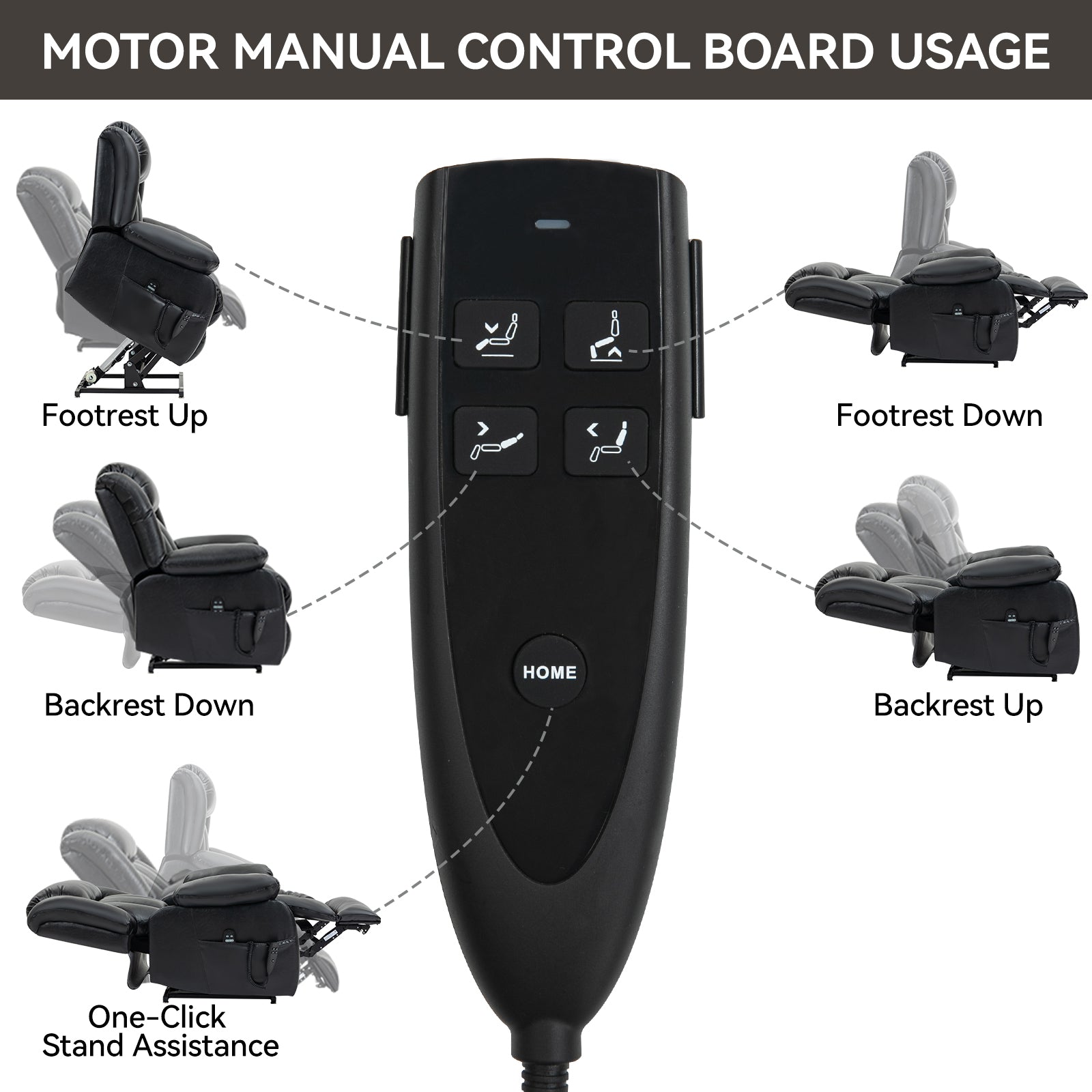 Dual-Motor Power Lift Genuine Leather Heat & Massage Recliner detail image 14
