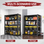 Industrial Heavy-Duty Metal 5-Tier Adjustable Shelving Unit with Pegboard for workshop, garage, storage, or utility use