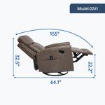 Genuine Leather Heat Massage Manual Recliner Chair with Rocker and Swivel for Living Room detail image 88