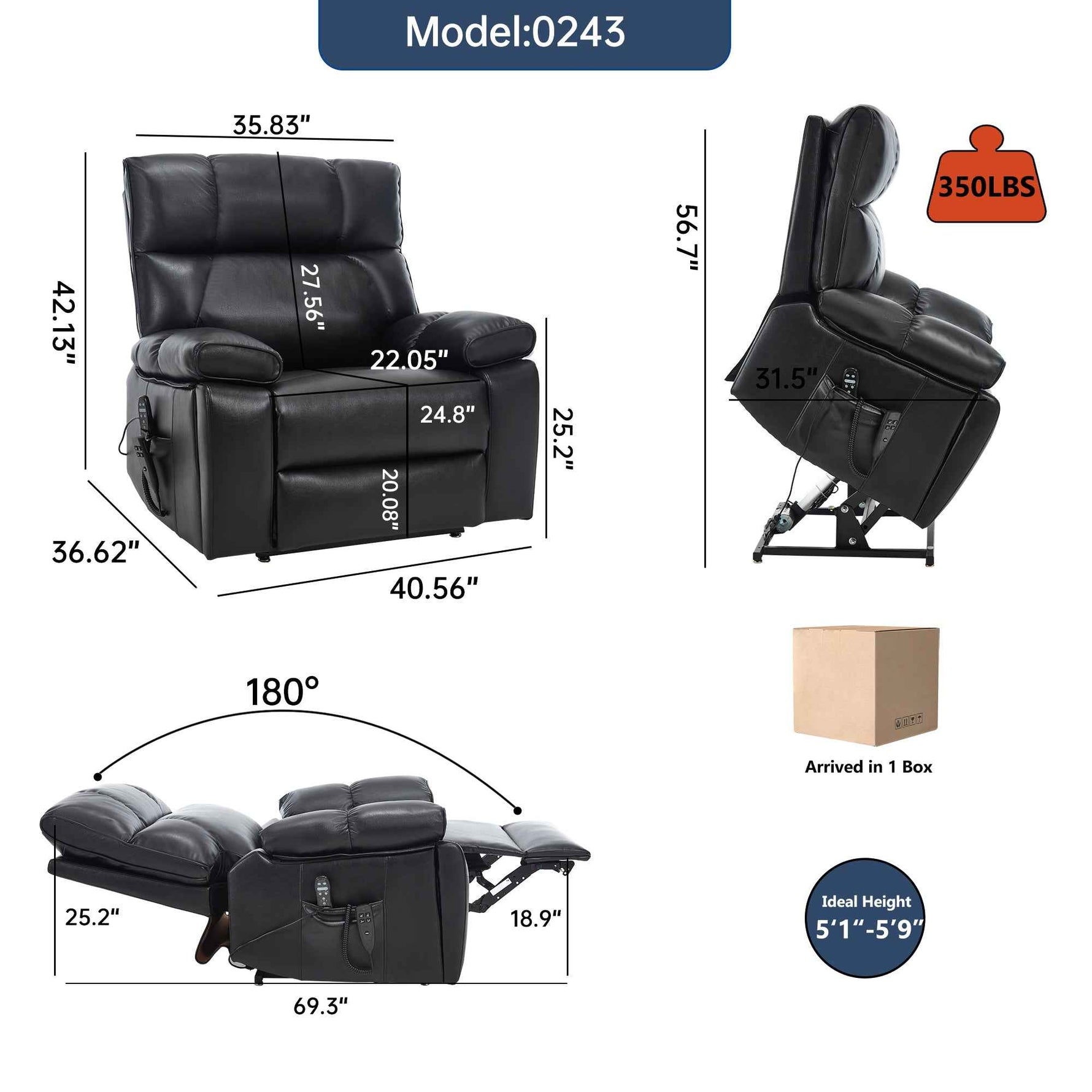 Dual-Motor Power Lift Recliner with Heat & Massage, 350 lb Capacity detail image 25