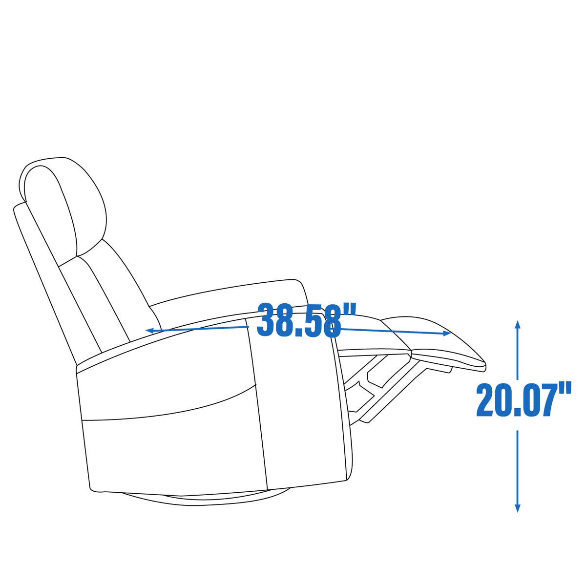 Heat Massage Manual Recliner Chair with Rocker and Swivel in Fabric for Living detail image 35