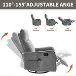 Heat Massage Manual Recliner Chair with Rocker and Swivel in Fabric for Living detail image 5