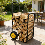 Rolling Steel Firewood Log Cart & Storage Rack for workshop, garage, storage, or utility use